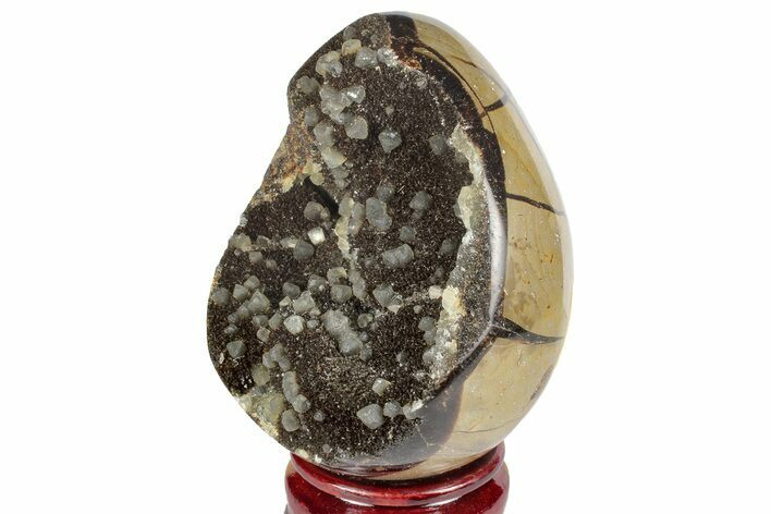 Septarian Dragon Egg Geode - Black Crystals #191467